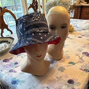 Reversible Blue and Red Bandana Bucket Hat